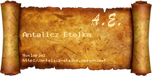 Antalicz Etelka névjegykártya